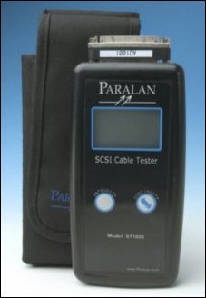 Paralan's ST1000 Hand-Held SCSI Cable Tester checks for continuity, twisted pair integrity, bus type and termination